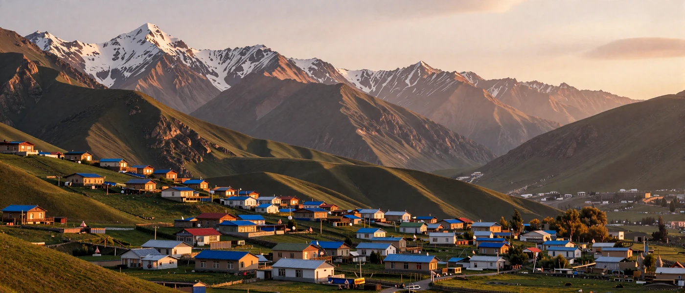 Beautiful Pamir mountain landscape in Tajikistan at golden hour